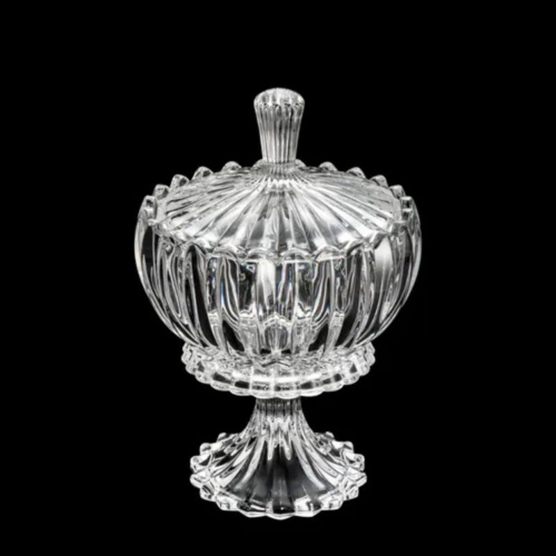 Potiche Decorativo de Cristal com Pé e Tampa – Geneva