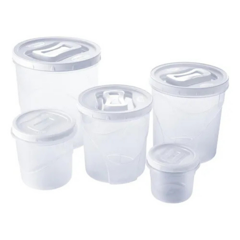Kit 5 Potes Porta Mantimentos Plasutil – Tampa Rosca