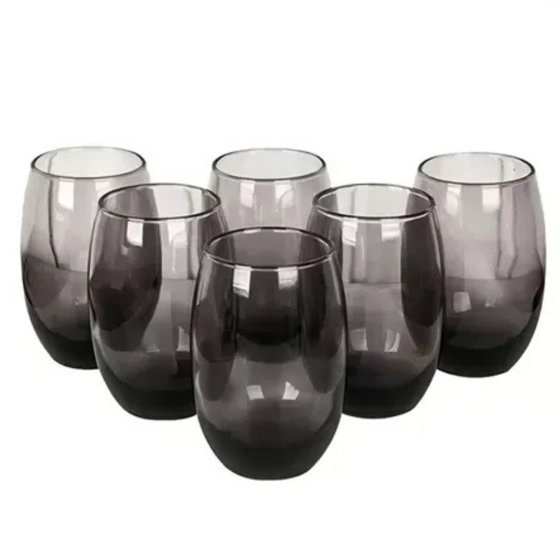 Conjunto de Copos Multiuso SM Aruba Fumê 465ml Vidro 6 Peças