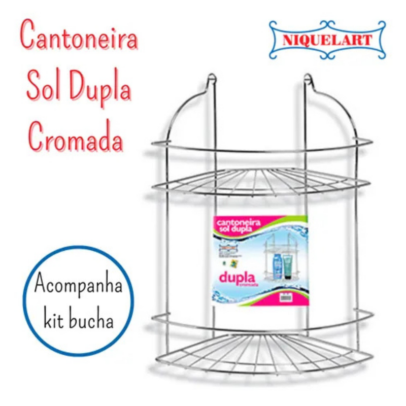 Porta Shampoo Duplo Niquelart – Aço Cromado