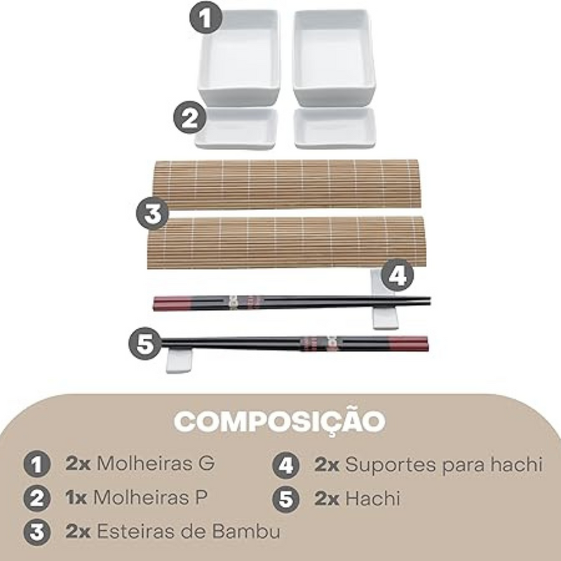 Conjunto para Sushi em Bambu Kyoto – 10 Peças Lyor