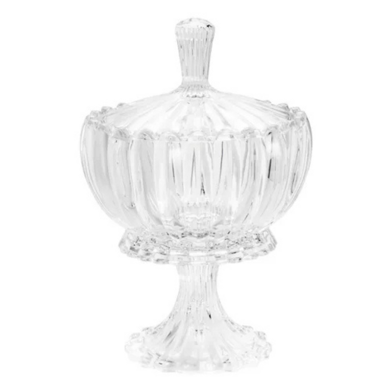Potiche Decorativo de Cristal com Pé e Tampa – Geneva
