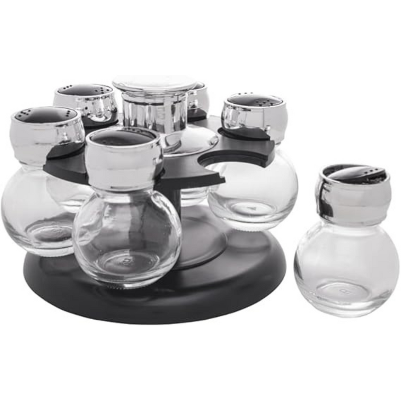 Conjunto 6 Porta-Temperos de Vidro Giratório – Wolff