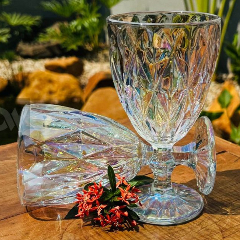 Taça de Vidro Diamond Rainbow Metalizada – 325 ml