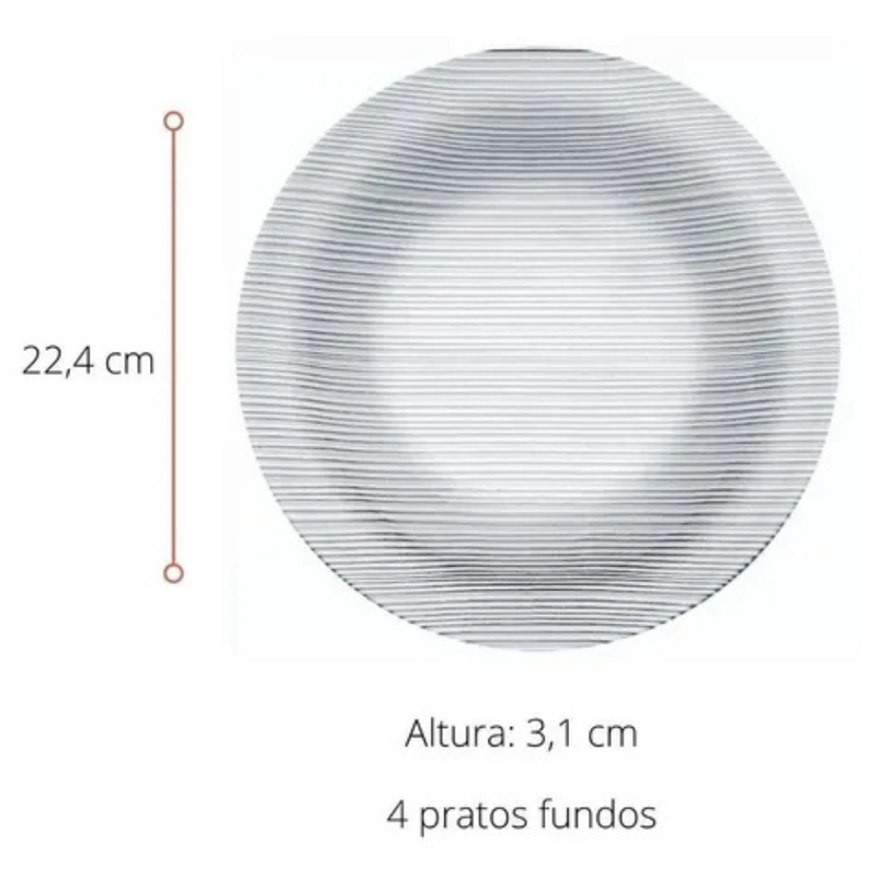 Aparelho De Jantar Vidro Marinex Duralex Diamante - 12 peças